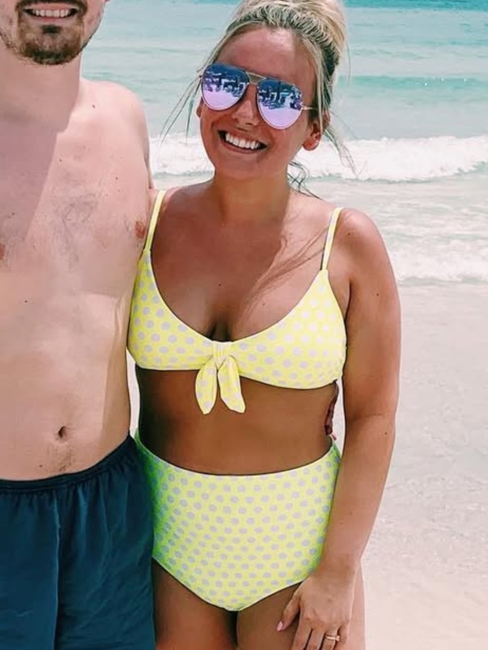 aerie Yellow Polka Dot High-Waist Bikini